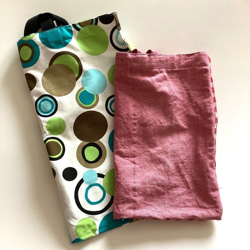 2 Handmade Grocery Bags Reusable Totes Beach Small Laundry Bag Lightweight